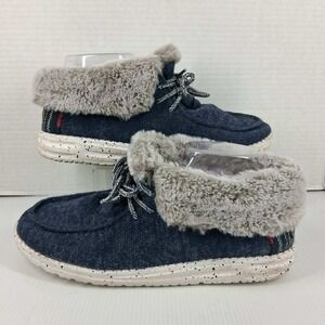 Hey Dude Britt Navy Faux Fur Lined Ankle Boots Womens 8 Blue 121772500